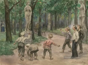 Teenager Spiele im kaiserlichen Garten von Petrograd Ivan Vladimirov Ölgemälde